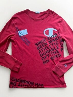 Vintage 90s Champion Ref Long Sleeve T-shirt Spellout Logo Large